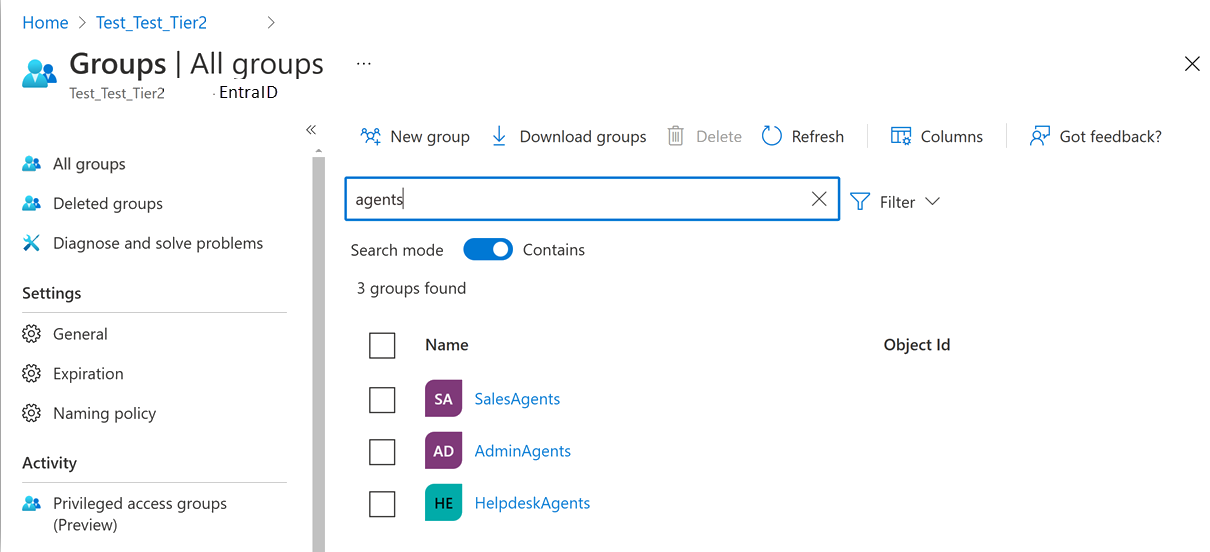 Screenshot that shows getting an object ID from the Azure portal interface.
