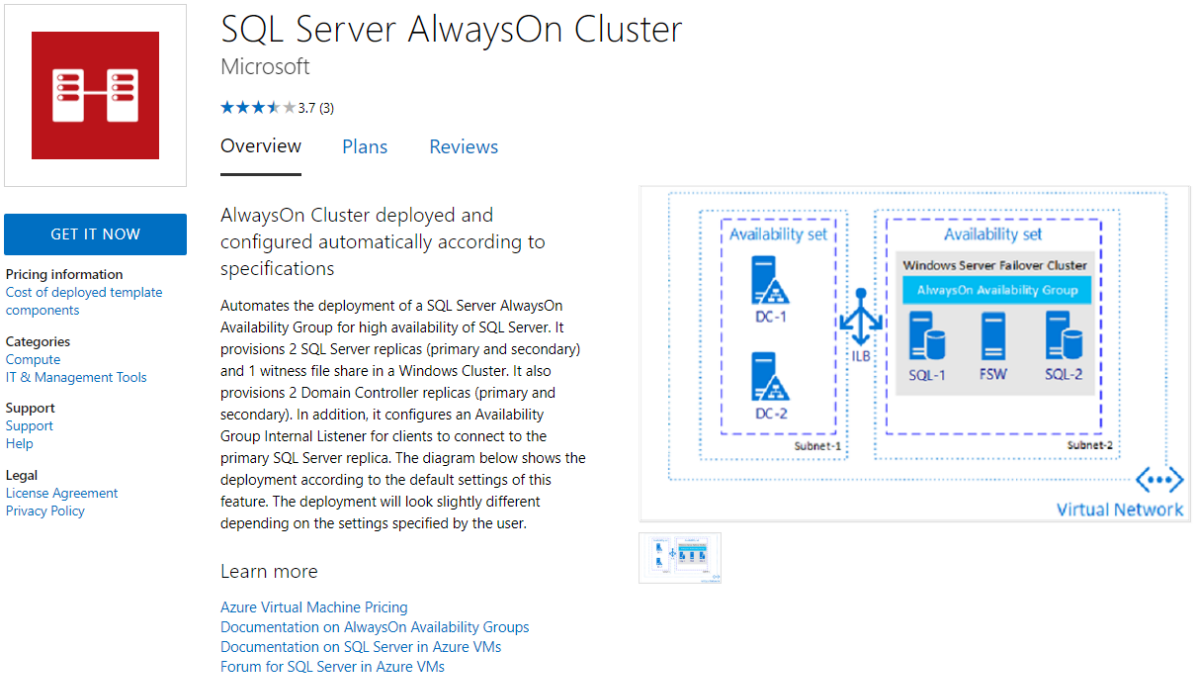 Illustrates a listing page on Microsoft Marketplace.