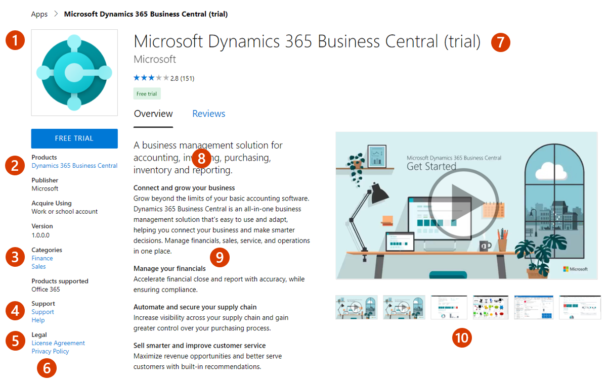 Illustrates how this offer appears in Microsoft Marketplace.