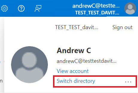 Screenshot of the link for switching a directory.