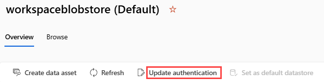 Screenshot that shows how to update credentials.