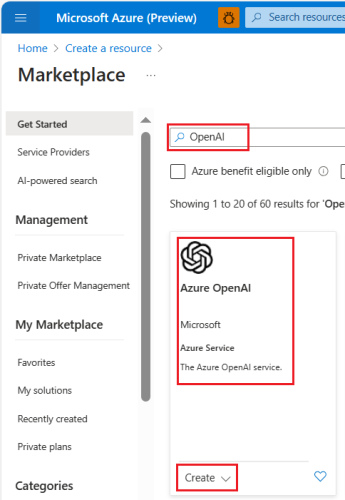 Screenshot shows the Azure OpenAI in Azure portal.