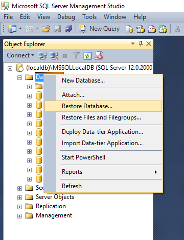 raddata SSMS Restore Database SSMS Restore Database