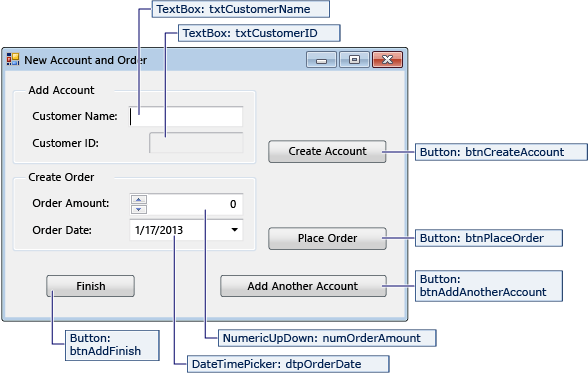 SimpleAppNewCust Add a new customer and place an order