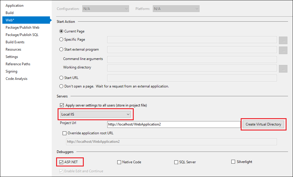 ASP.NET debugger settings ASP.NET debugger settings