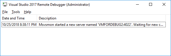 Remote Debugger window