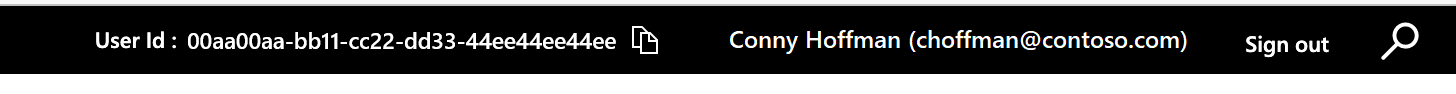 Screenshot that shows the user ID next to a user's name and email address in Marketplace.