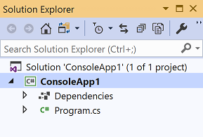 Screenshot showing the Solution Explorer in Visual Studio.