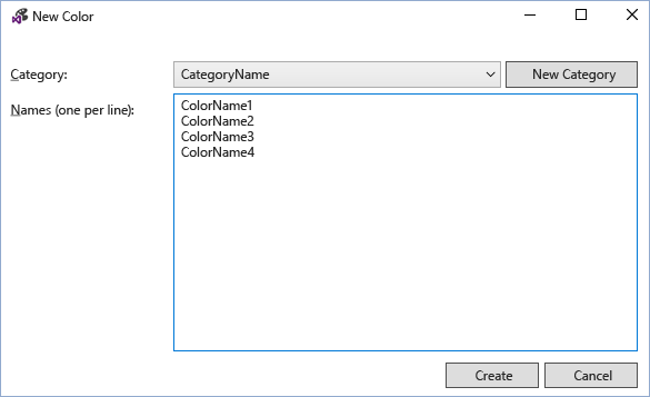 VSIX Color Editor New Color Filled