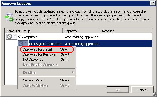 Approve updates for your computer group.