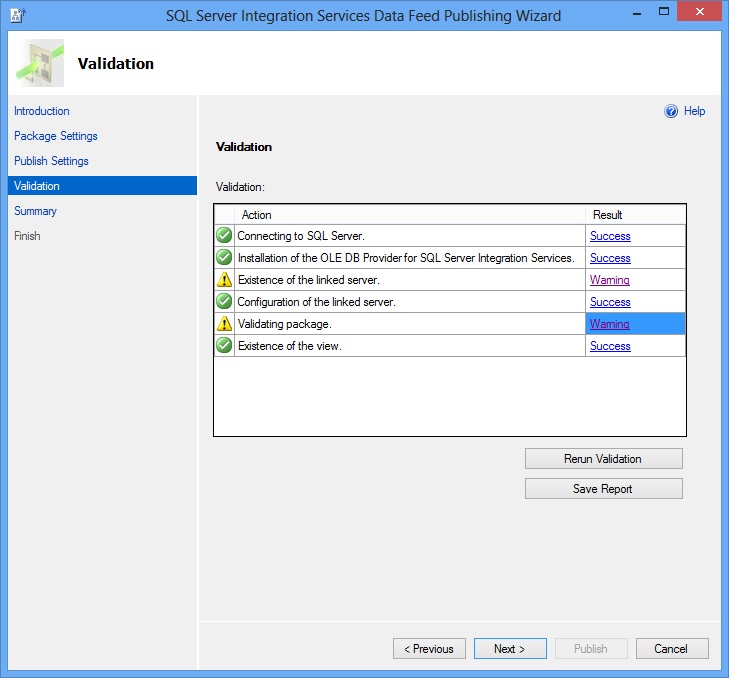 Data Feed Publishing Wizard - Validation Page Data Feed Publishing Wizard - Validation Page