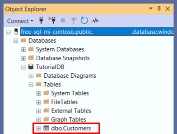 Screenshot showing New table.
