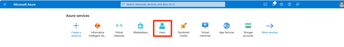 Screenshot that shows the user resource provider in the Azure portal.