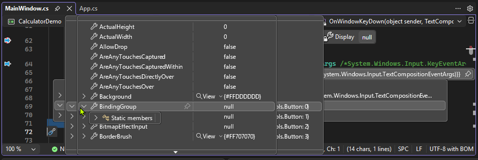 Screenshot that shows how to expand the object tree in Visual Studio.