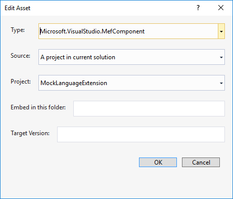 Screenshot showing how to add MEF asset.