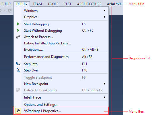 0303-000_MenuRedline Visual Studio menu (redline)