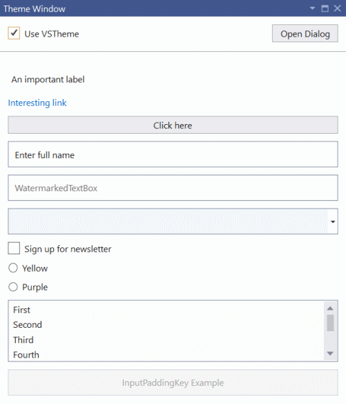 Screenshot showing a window that correctly uses controls and the Light theme.