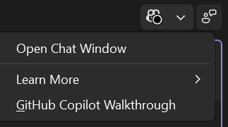 Screenshot of the GitHub Copilot badge in Visual Studio.