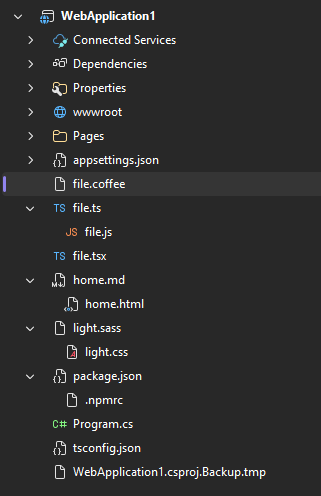 Screenshot that shows the effect of the extensionToExtension rule.