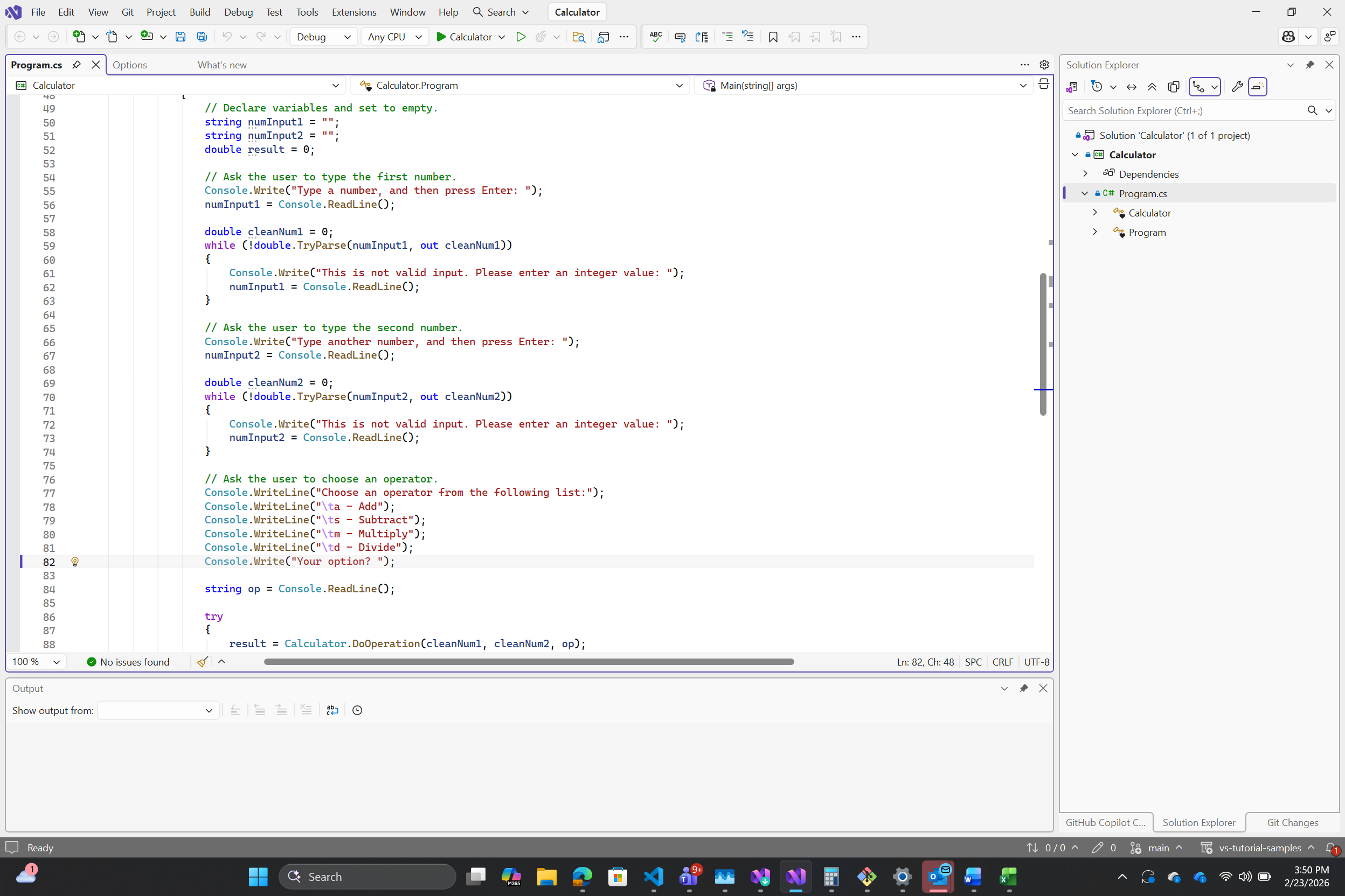Screenshot of Visual Studio IDE using the Light theme.