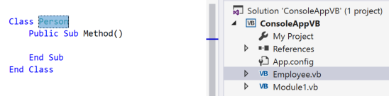 Screenshot of Highlighted code for Sync Type - Visual Basic.