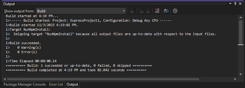 Screenshot of verbose build output in Visual Studio 2022.