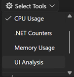 Select Tools menu Screenshot that shows the Select Tools menu.