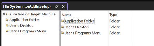 Screenshot of the File System Explorer for the setup project.