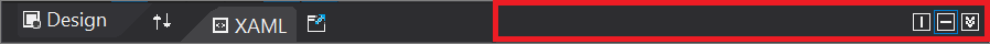 Screenshot of the first of the two top rows of the XAML code editor window in Visual Studio 2019, in which UI elements on the right are highlighted The first of the two top rows of the XAML code editor window in Visual Studio, with the right side of the first row highlighted
