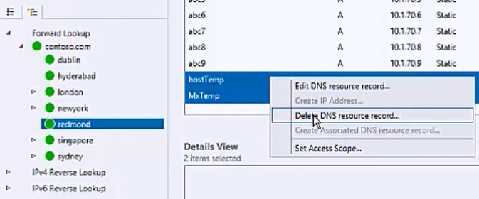 Screenshot showing how to delete the records.