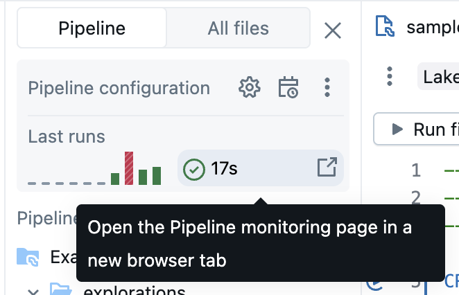 Link to the monitoring page from the editor