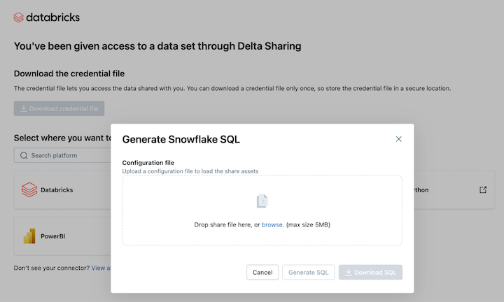 Upload credential file in Snowflake