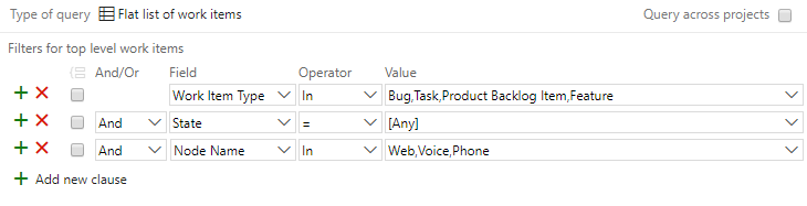 Screenshot that shows a query on Node Name for several areas.
