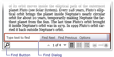 Screenshot with callouts: FlowDocumentReader Screenshot with callouts: FlowDocumentReader