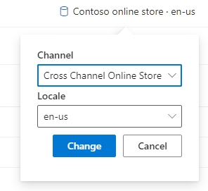 Skærmbillede af indstillingen Onlinebutik på tværs af kanaler i feltet Kanaler, når deling på tværs af kanaler er aktiveret.