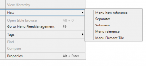 Screenshot of menu extensions settings.