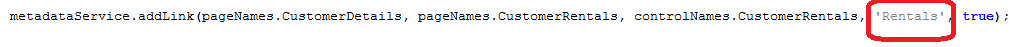 Screenshot of a call to metadataService.addLink.