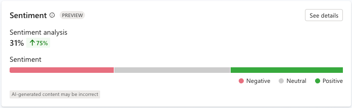 Skærmbillede af feltet Sentiment.