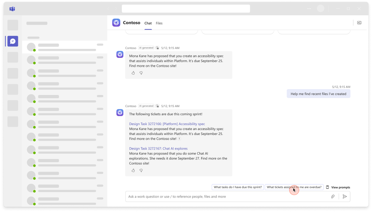 Bot suggested actions
