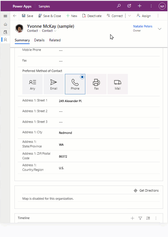Screenshot of the ChoicesPicker model-driven app field component with icons next to choice values.