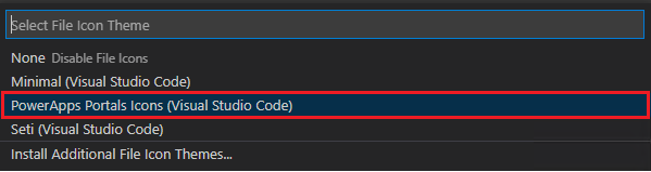 Vælg temaet for Power Apps-portalikoner Vælg temaet for Power Apps-portalikoner.