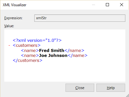 Screenshot of XML String Visualizer.