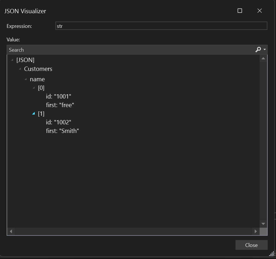 JSONStringVisualizer Screenshot that shows the JSON String Visualizer.
