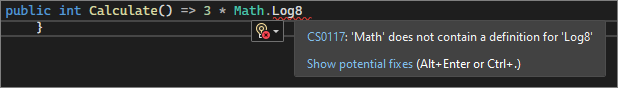 Screenshot showing squiggles in Visual Studio 2022.