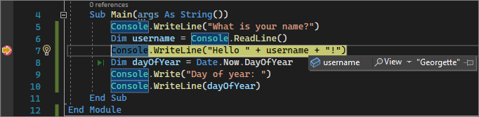 Screenshot that shows a variable value during debugging in Visual Studio 2022.