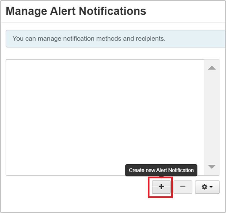 Screenshot des Dialogfelds Manage Alert Notifications (Warnungsbenachrichtigungen verwalten).