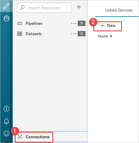 Erstellen Sie Verbindungen in Azure Data Factory.
