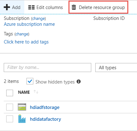 Azure-Portal löscht Ressourcengruppe.