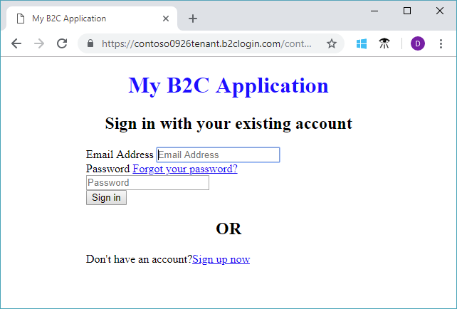 Webbrowser mit Anmelde- oder Anmeldeseite mit benutzerdefinierten UI-Elementen