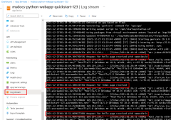 Screenshot: Anzeigen von Protokollen im Azure-Portal.